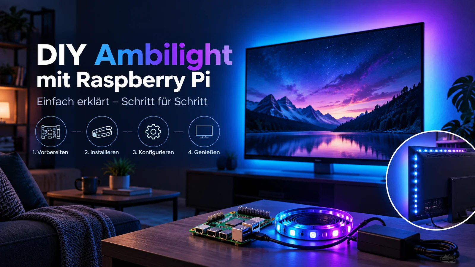 DIY Ambilight mit Raspberry Pi, LED-Streifen am Fernseher und Schritt-für-Schritt-Übersicht