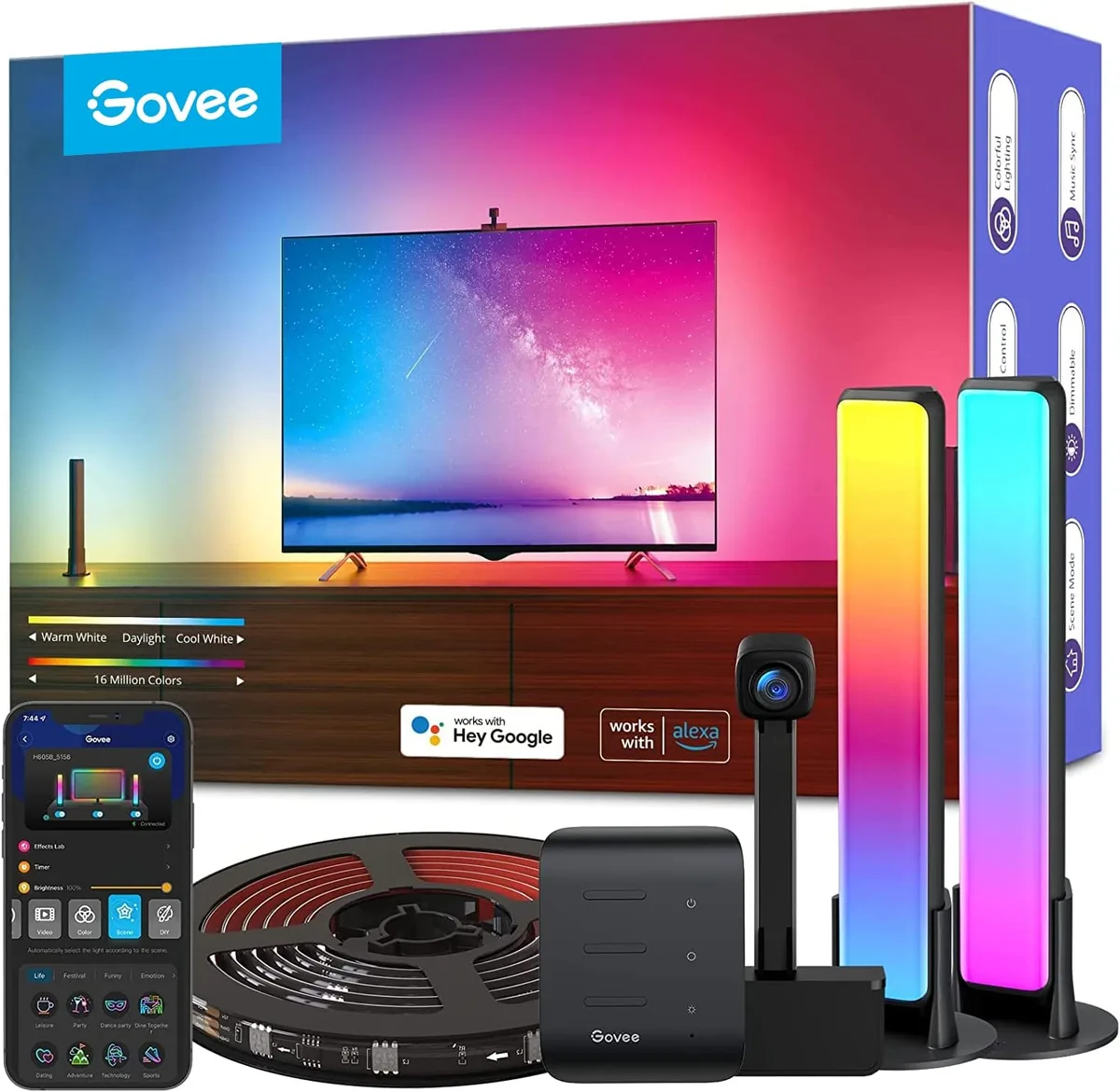 Govee DreamView T1 Pro Set mit Kamera, LED-Streifen, Steuerbox und Lichtleisten